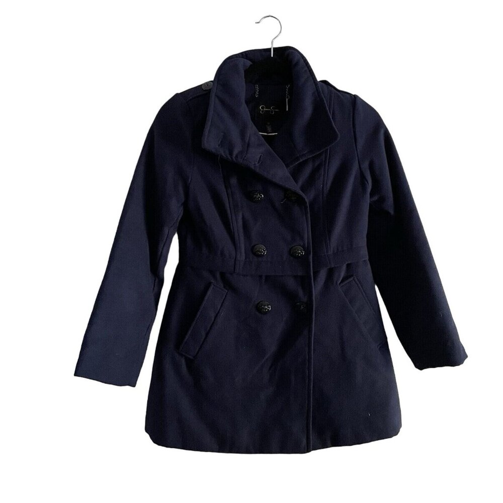 Jessica Simpson CHILDRENS Sz 12 Navy Blue Double Breasted Lined Peacoat